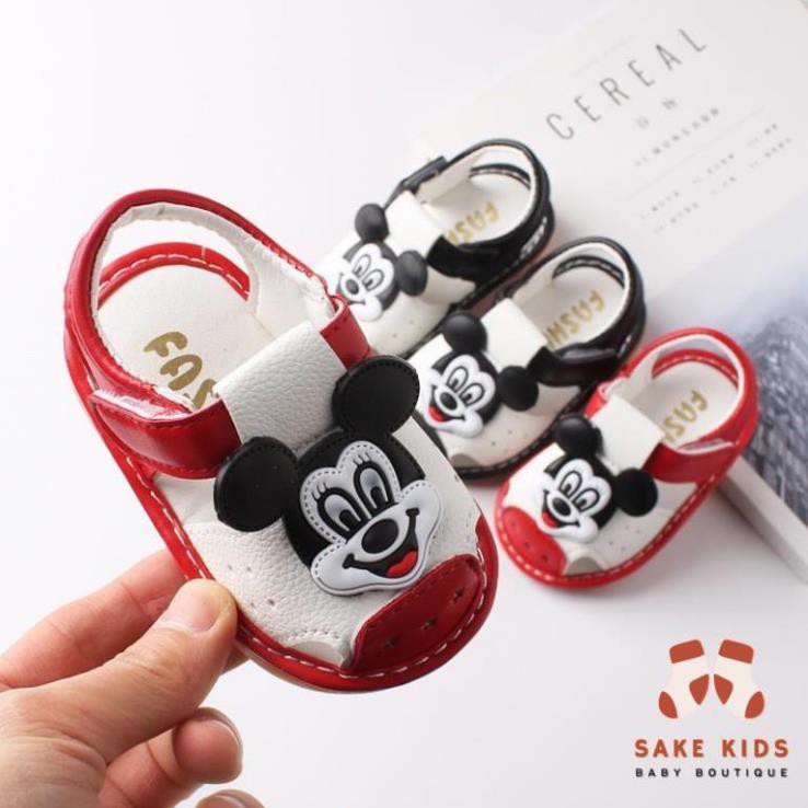 Dép Sandal cho bé trai bé gái - Dép sandal tập đi có hình Mickey có còi quai dán dễ thương phong cách Hàn Quốc B802