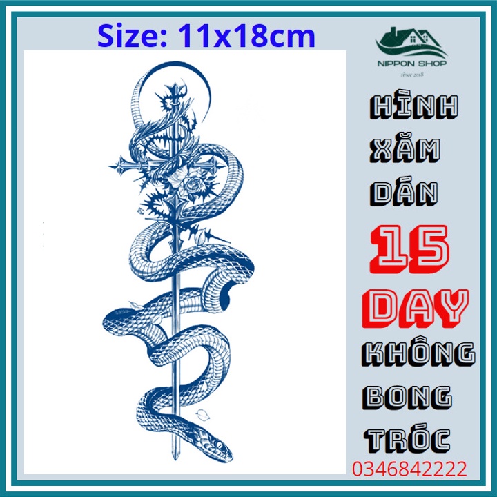 Hình Xăm Dán 15 Ngày Không Phai 11 x 18 cm Mẫu 414