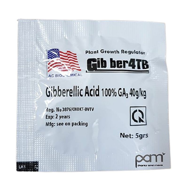 Phân Bón Lá Gibber 4TB GA3 - Gibberellic Acid 100% - Dạng Viên Sủi - 5g