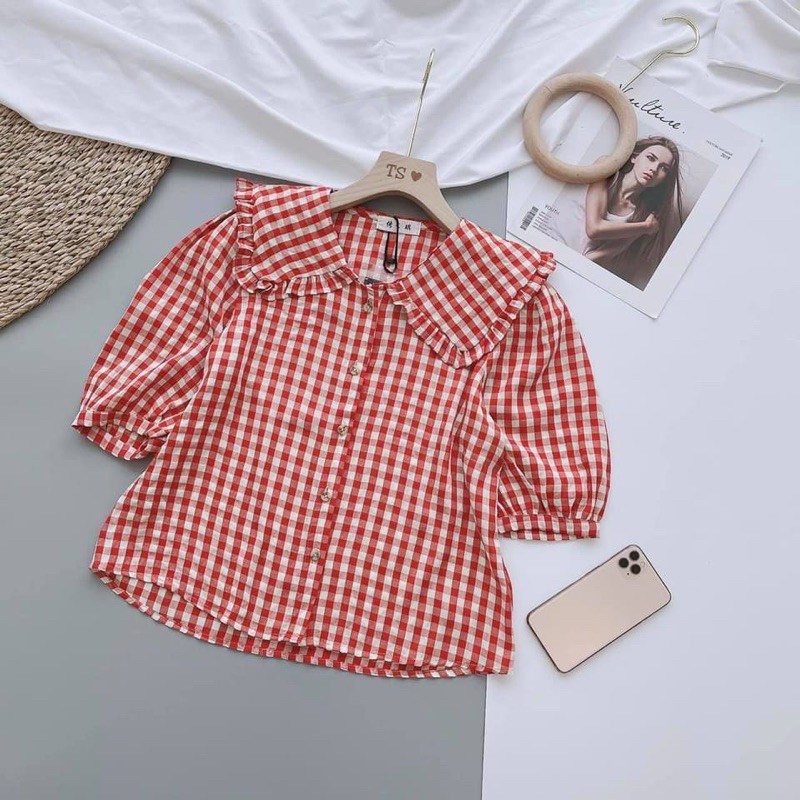 Áo kẻ caro đỏ dành cho nữ | BigBuy360 - bigbuy360.vn