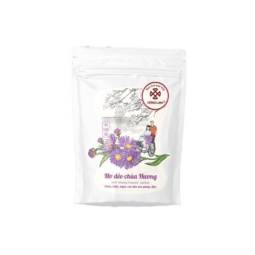 Ô mai (xí muội) mơ dẻo chùa Hương Hồng Lam túi zip (80gr). Có vị chua, ngọt dẻo của gừng