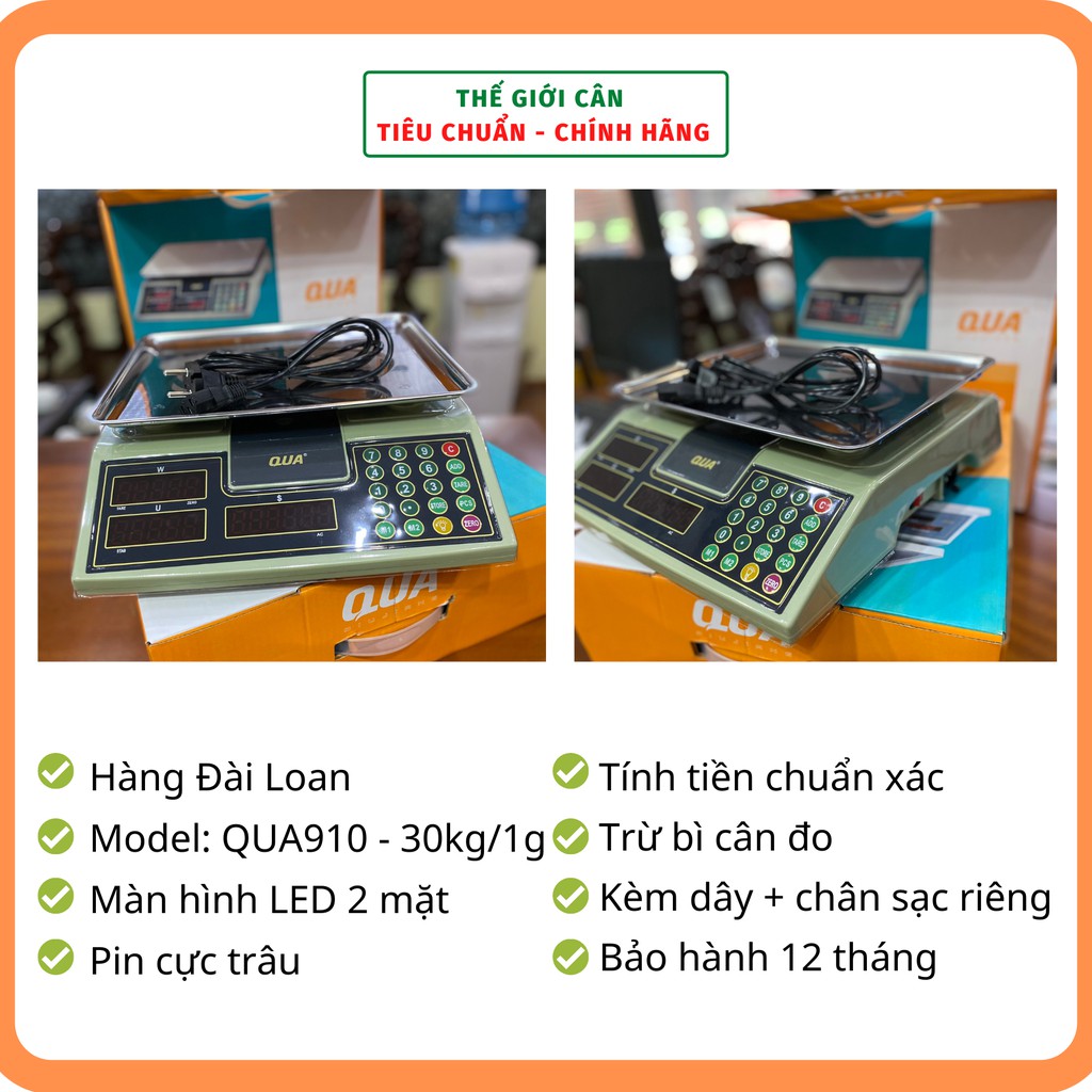 CÂN BÁN HÀNG ĐÀI LOAN TÍNH TIỀN 30Kg/5g QUA910