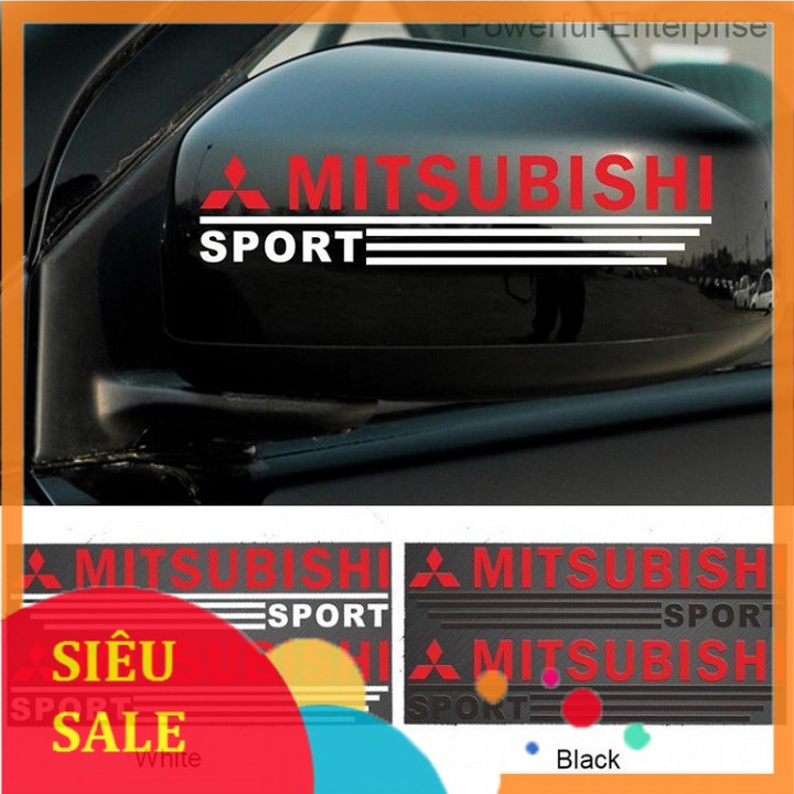 Combo 2 tem chữ logo MITSUBISHI dán gương chiếu hậu trang trí Ô tô, Xe hơi