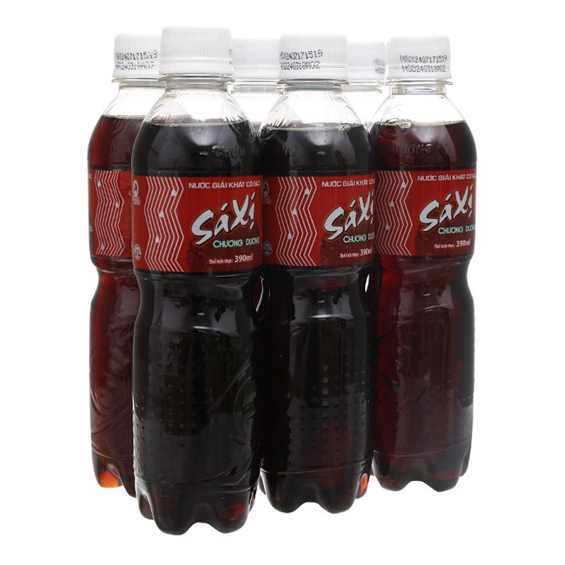 Lốc 6 Chai Nước Ngọt Có Gas Xá Xị Chương Dương Soft Drink Chai Nhựa PEP 390ml Date Luôn Mới