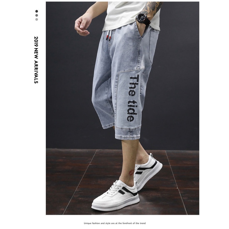Quần Jeans Lửng Mùa Hè 2022 Dáng Rộng Phong Cách Hàn Quốc Mới Cho Nam