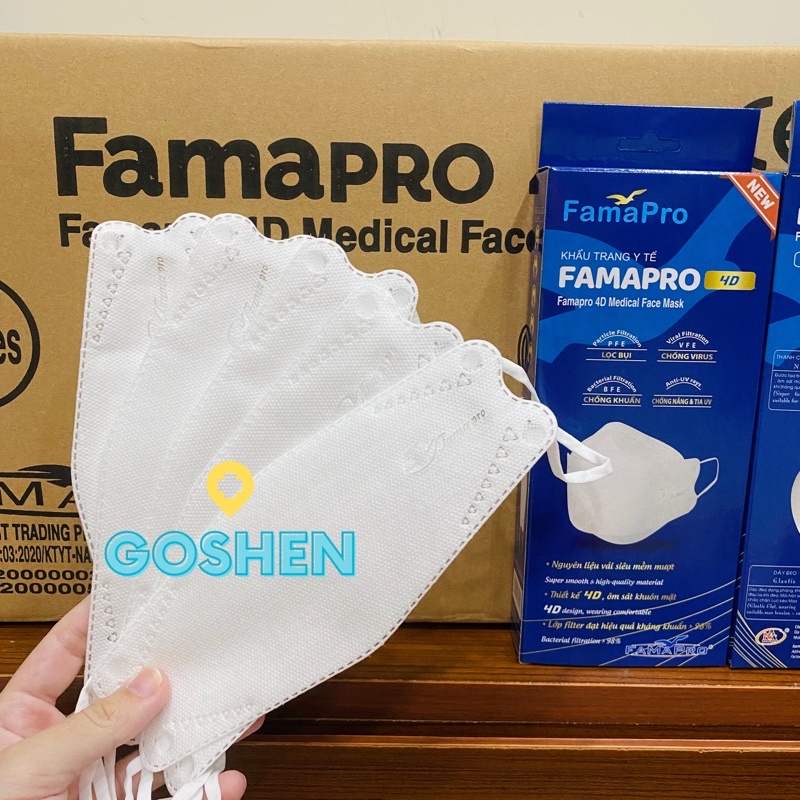 (HỘP 10CAI - FAMAPRO 4D) Khẩu trang y tế kháng khuẩn cao cấp 3 lớp FAMAPRO 4D