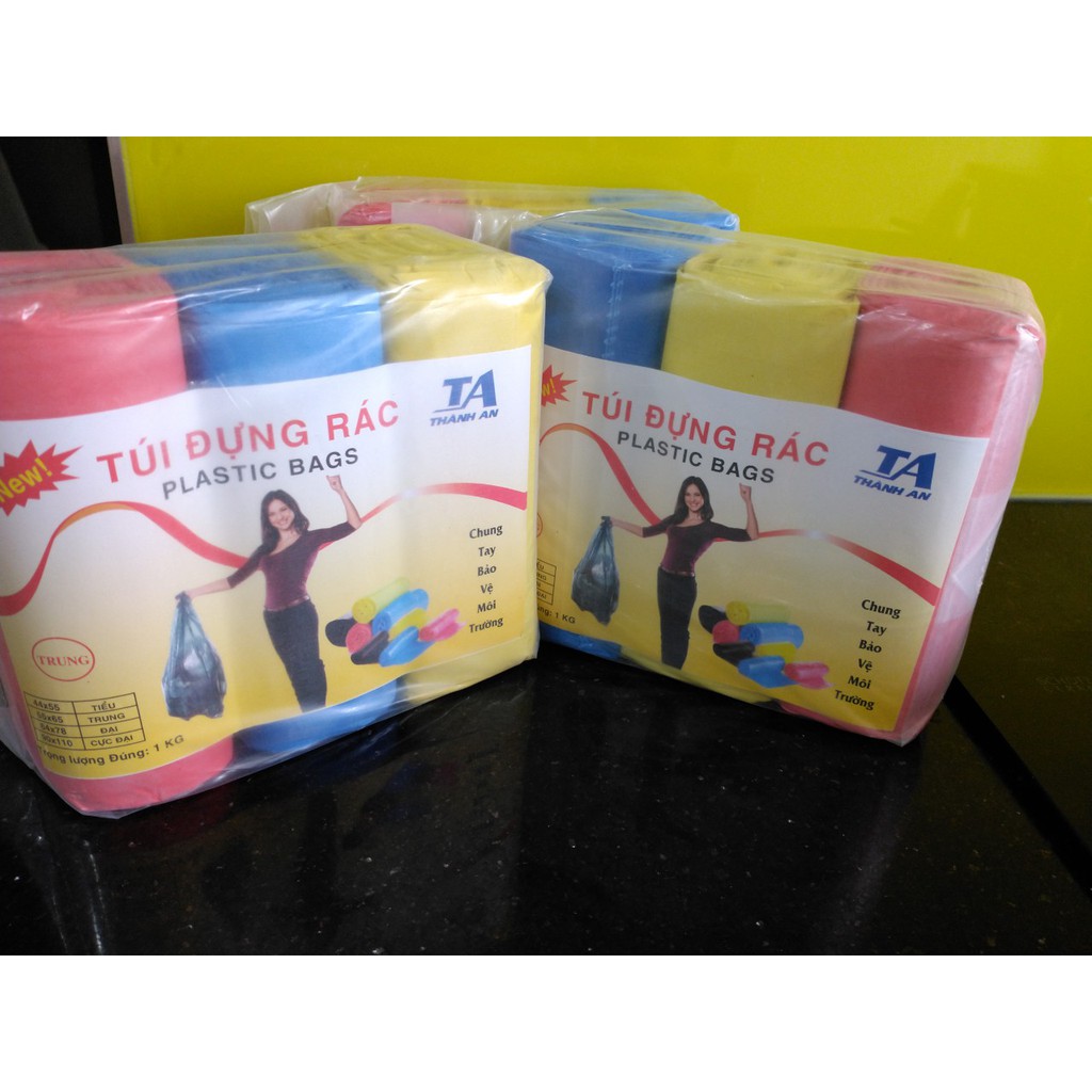 Túi rác đựng rác  tự phân hủy 3 màu - 1 kg / túi gồm 3 cuộn size 55*65 có xuất hóa đơn VAT