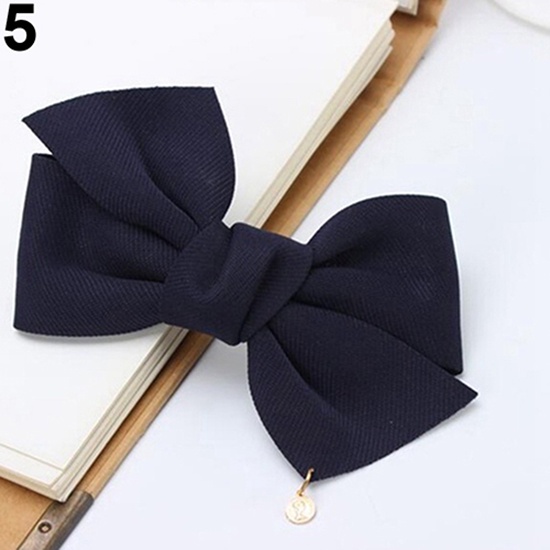 Kẹp tóc hình nơ màu trơn thời trang cho nữ