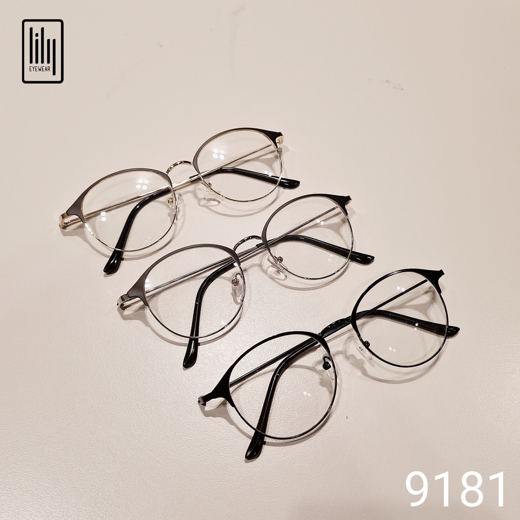 Gọng kính kim loại nam nữ Lilyeyewear mắt tròn thanh mảnh phù hợp mặt nhỏ 9181