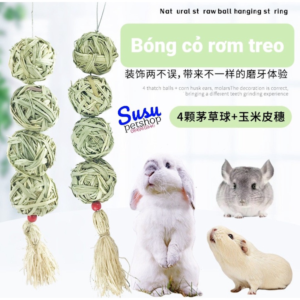 Bóng cỏ treo (chuỗi 4 bóng) cho Thỏ, Bọ và Chinchilla