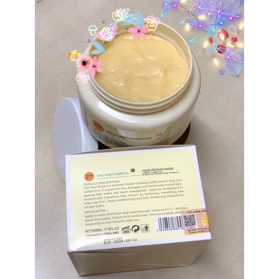 (Phân biệt AUTH - FAKE) Kem ủ tóc phục hồi Olexrs hair salon Argan Oil Collagen cao cấp hương nước hoa 500ml