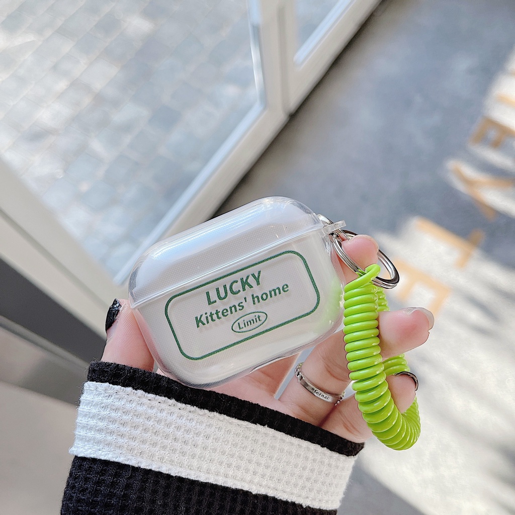 Vỏ Bảo Vệ Hộp Sạc Tai Nghe airpods 1 2 Pro 3rd Generation Pro 1/2 Trong Suốt Chống Sốc Họa Tiết Hoạt Hình Kèm Dây Đeo Kiểu Nhật Hàn