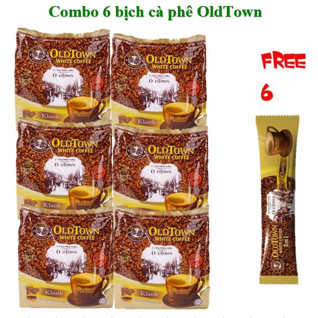 Combo 6 bịch cà phe old town Hazelnut maylaysia