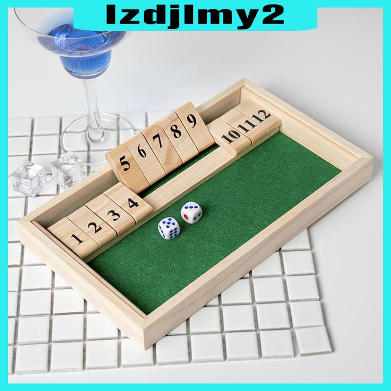 Romanful Shut The Box Game - 12 Numbers Wooden Dice Game Wooden Number Board Game