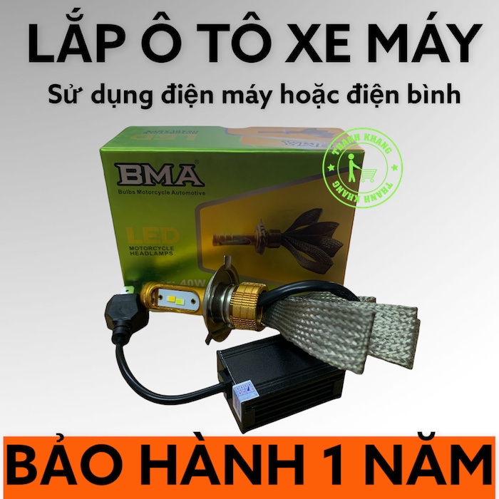 Đèn pha led 2 tim BMA-DPL-F8 chính hãng có chân M5,H4 siêu sáng bảo hành 1 năm gắn pha xe máy Thanh Khang