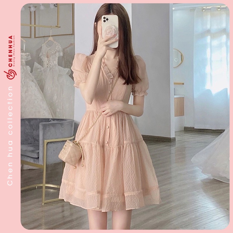 Đầm bánh bèo ChenHua váy tiểu thư ulzzang hàn quốc đẹp VT164