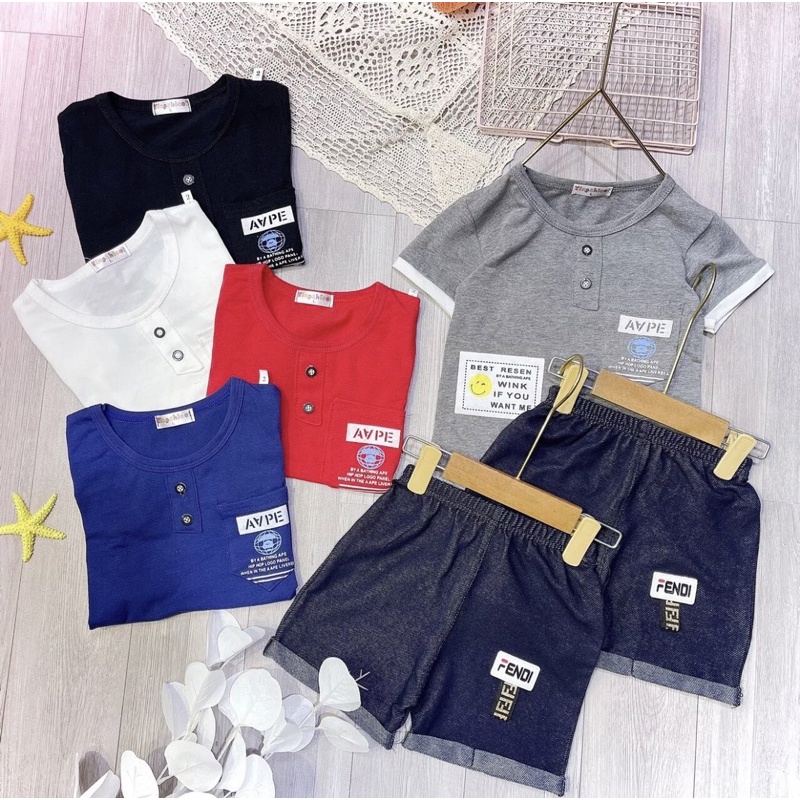 (3-16kg)Bộ cotton ngắn tay cho bé trai