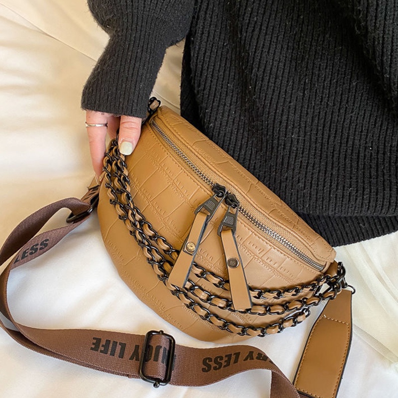 Túi xách IELGY đeo chéo vai dây xích bản rộng kết cấu cao cấp phối thoải mái