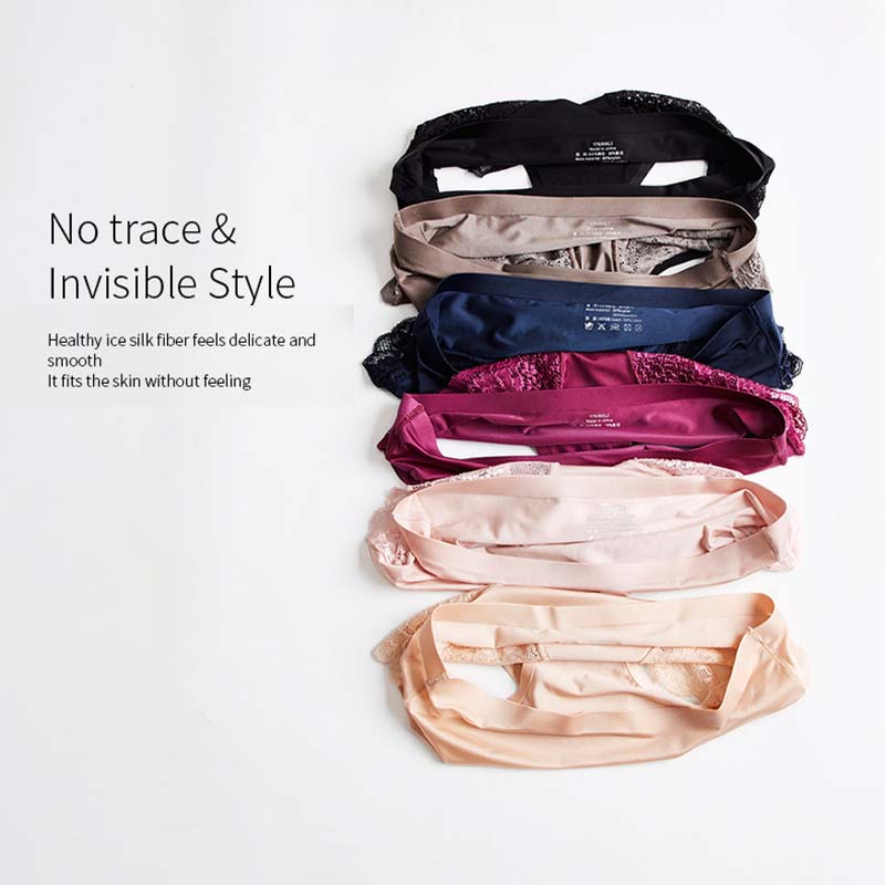 AOFEIQIKE AOFEIQIKE Quần Lót Ren Không Đường May Chất Liệu Lụa Lạnh Thoáng Khí Lưng Vừa Size M-3XL Plus Size Cho Nữ