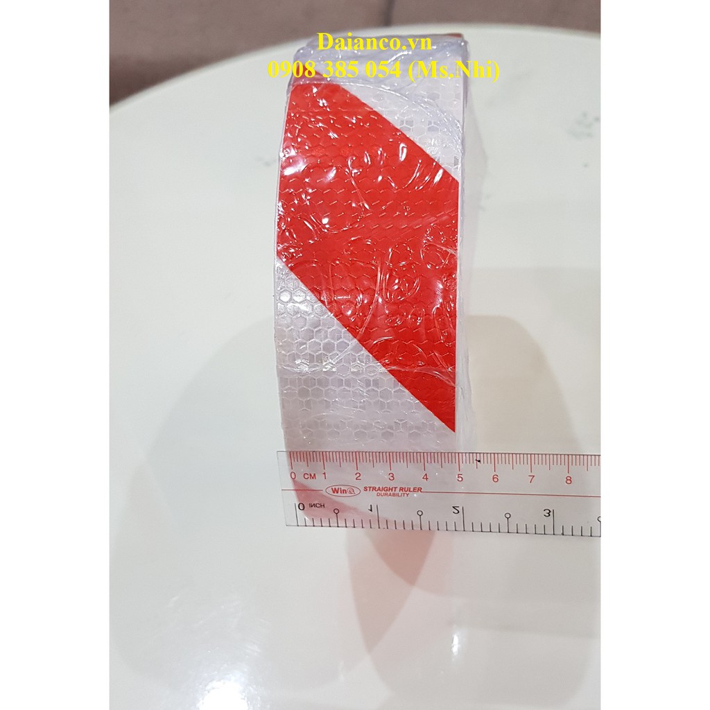 Băng keo phản quang bản 5cm hoạt tiết chéo nhiều màu lựa chọn- Hình thật