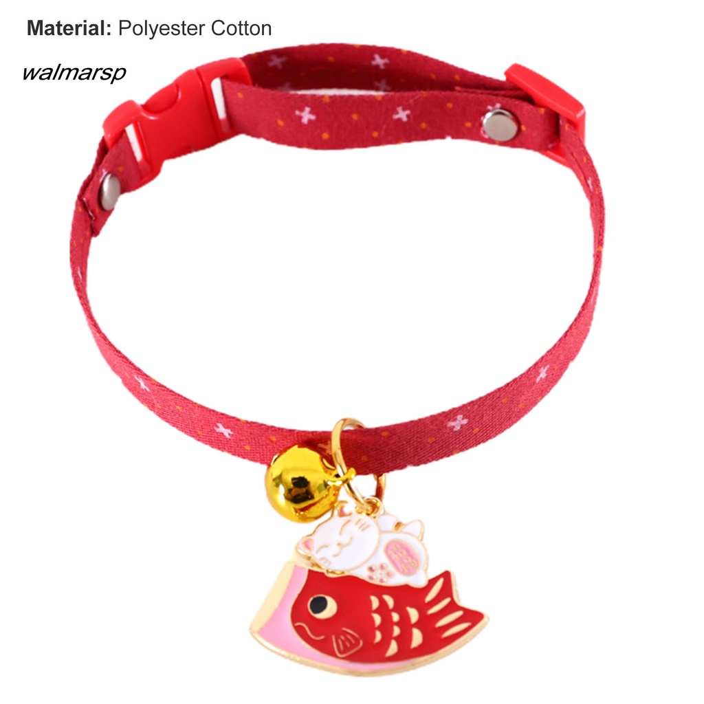 Vòng cổ thú cưng bằng cotton polyester chống mài mòn thiết kế hoạt hình đính chuông đáng yêu