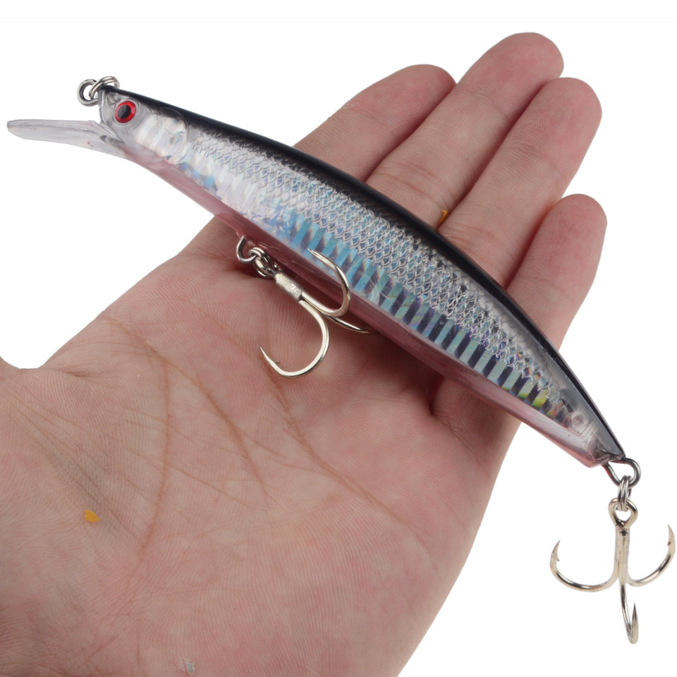 Mồi Câu Cá Giả Bằng Nhựa ABS Cứng Mắt 3D Kích Thước 13cm / 23g Kèm 2 Vòng Nhẫn# Mồi Câu Cá Giả Có Móc Chuyên Dùng