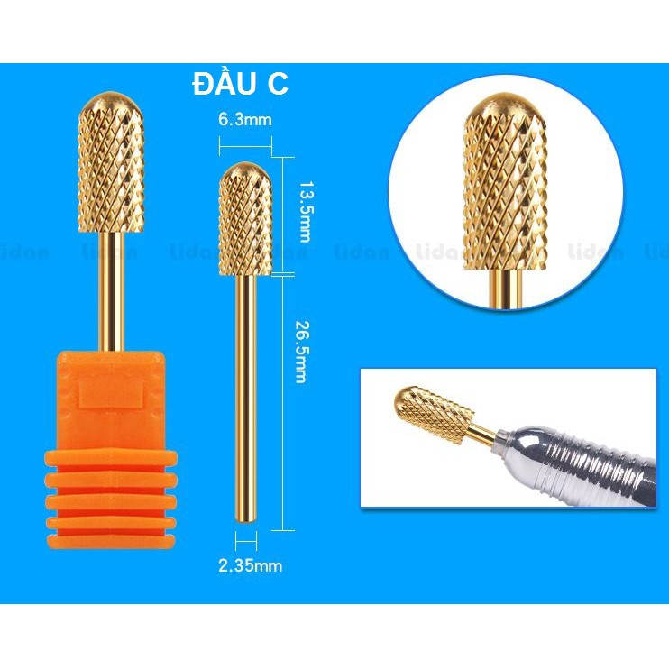 Đầu mài móng đồng mài mịn phá gel (đầu bo tròn)