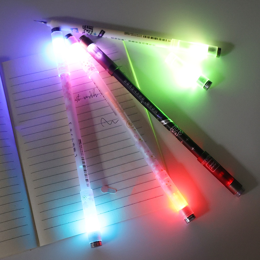 [Mới] 1 Bút Gel Có Đèn LED Với Thiết Kế Xoay Làm Mát Cho Học Sinh / Văn Phòng