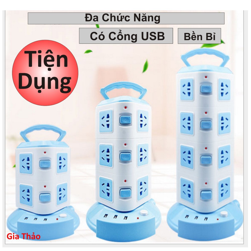 [FREESHIP] Ổ Cắm Điện 4 Tầng Đa Năng (Chính Hãng) tích hợp 3 cổng USB 16 chân cắm điện chống giật an toàn cho người dùng