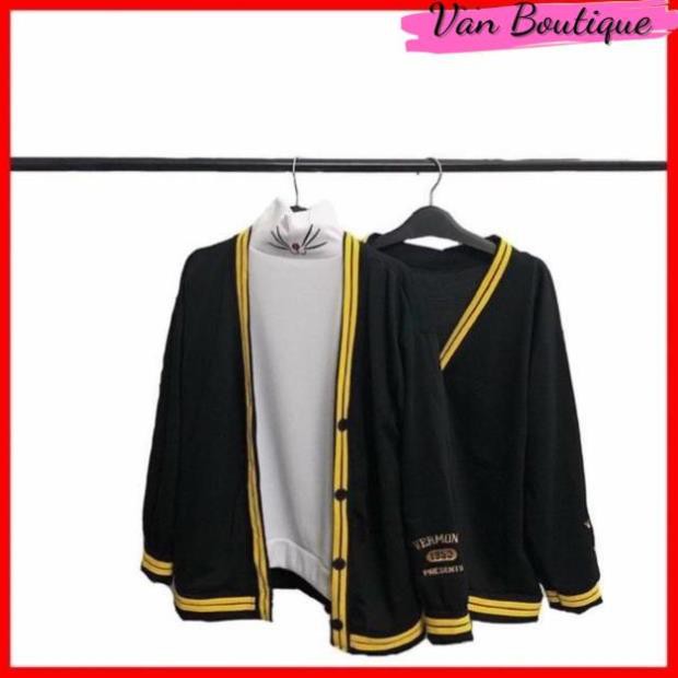 Áo CARDIGAN VERMONT NAM NỮ ĐEN THÊU TAY UNISEX