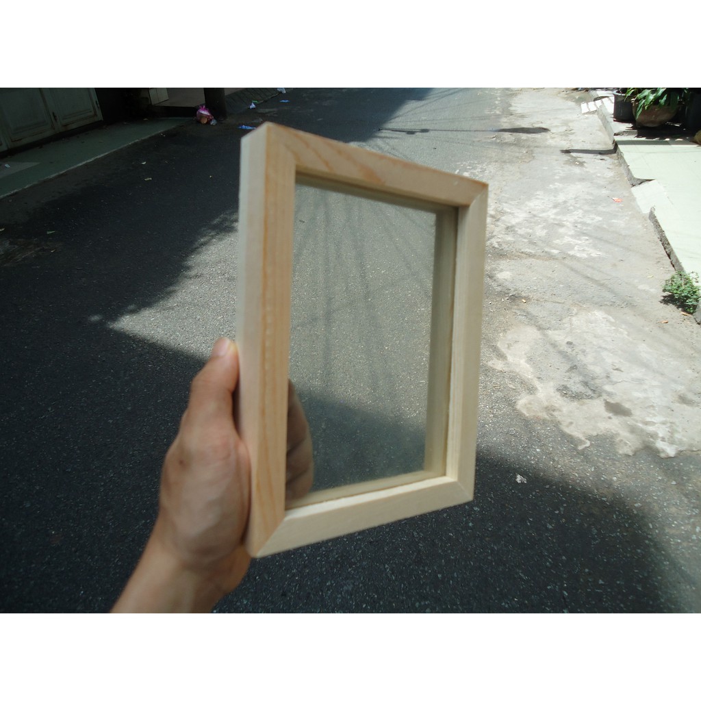 Khung ảnh gỗ 2 mặt kính - Size 13x18 cm - Khung hình gỗ thông mặt kính để bàn treo tường - Picture Frame