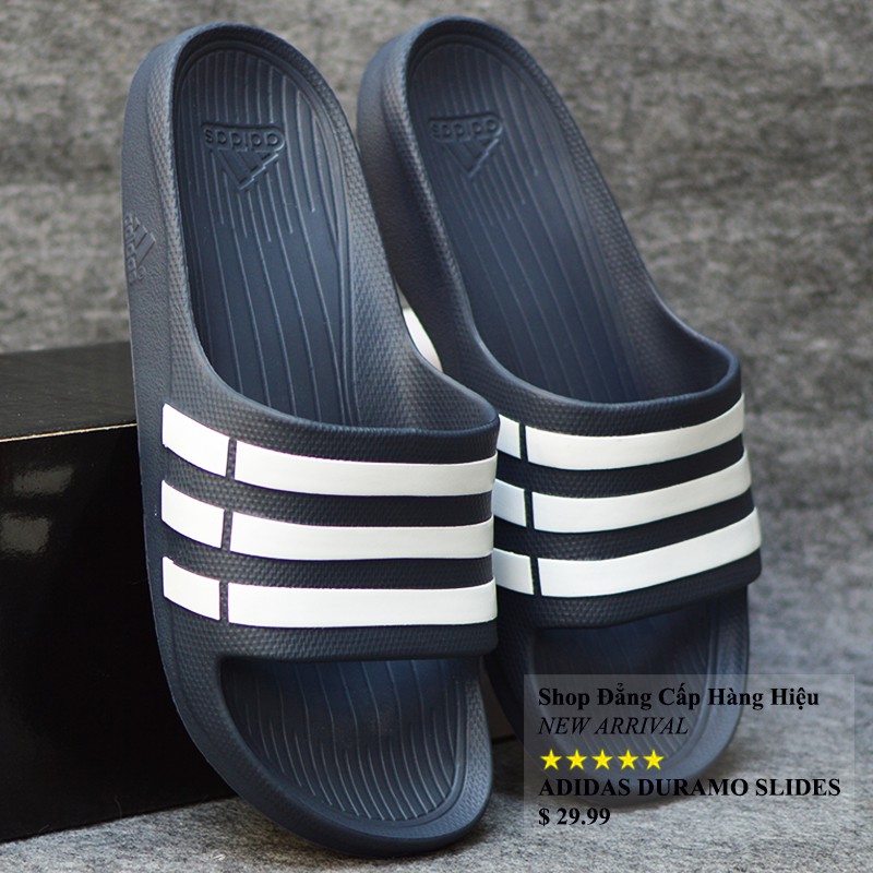 Dép Adidas Duramo chính hãng màu xanh đen sọc trắng