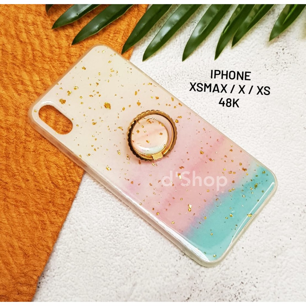 Ốp Điện Thoại Tpu Mềm Họa Tiết Đá Cẩm Thạch Có Vòng Đỡ Cho Iphone Xsmax Giá Đỡ