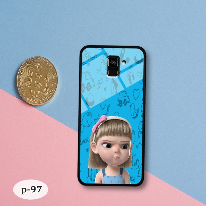 Ốp lưng kính 3D Samsung A8 Plus 2018- hình cute