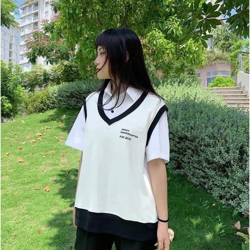 Áo gile thêu chữ oversize form rộng clip ảnh thật DTL | BigBuy360 - bigbuy360.vn