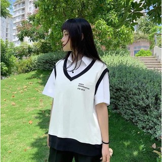 MS93 Áo gile thêu chữ oversize form rộng clip ảnh thật DTL