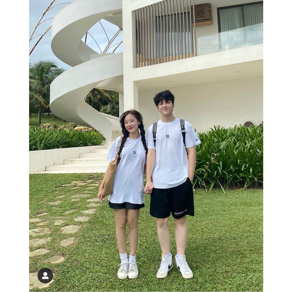 Áo thun New era x Mlb chính hãng, logo newyork , unisex, 2 màu trắng đen