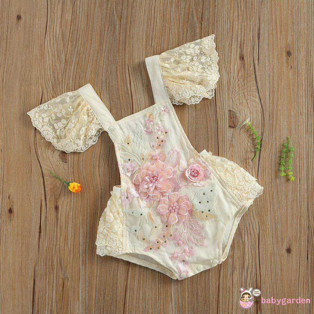 Áo Liền Quần Có Tay Ren Cánh Tiên Đáng Yêu Dành Cho Bé Gái