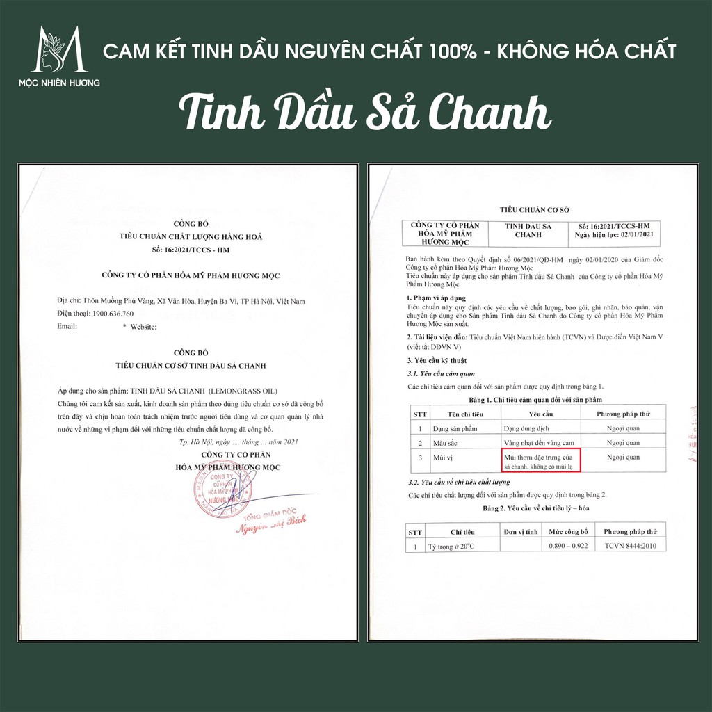 Tinh dầu sả chanh nguyên chất Mộc Nhiên Hương (10ml/50ml) thơm lâu, thư giãn, xông phòng, đuổi muỗi, khử khuẩn