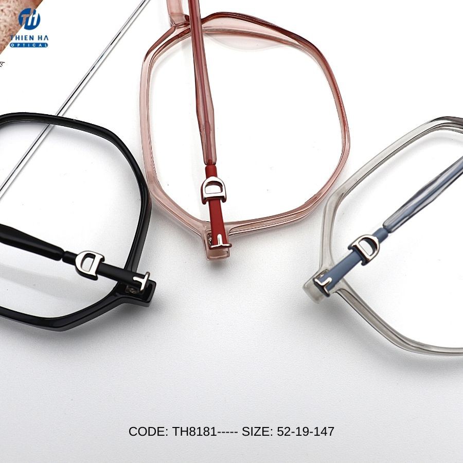 Gọng kính nhựa Thienha Eyewear TH8181, gọng kính cận đa giác thiết kế lạ mắt siêu nhẹ, nhiều màu, phong cách Hàn Quốc