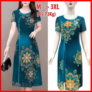 ROMI – ĐẦM SUÔNG BIGSIZE KIỂU ĐẦM SUÔNG QUÝ BÀ SANG TRỌNG, ĐẦM DỰ TIỆC TRUNG NIÊN IN HOA NHIỀU MÀU CỔ TÀU ROMI 3310 3240