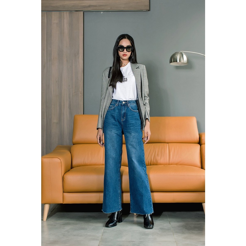 Quần jeans nữ Loose fit ống tua rua , co giãn, thoải mái, năng dộng Freelancer - FWJN21SS13L