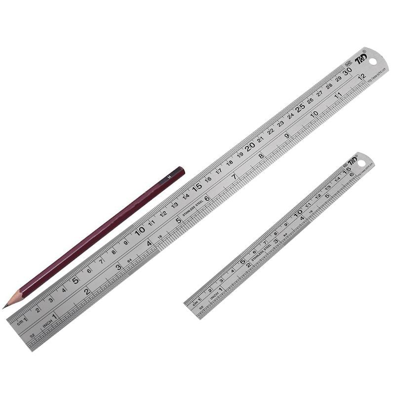 Set 2 Thước Inox 30cm 15cm 12inch 6inch