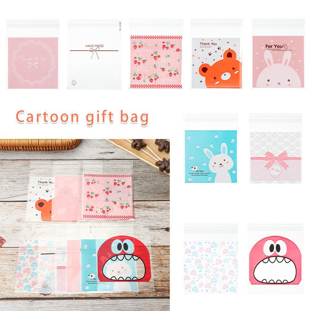Set 100 Túi Đựng Quà 10x10cm Họa Tiết Hoạt Hình Dễ Thương