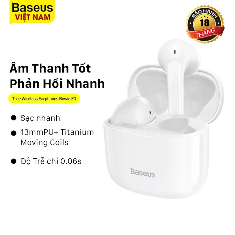 Tai nghe nhét tai không dây BASEUS BOWIE W15 kết nối bluetooth 5.2 đa năng tiện lợi
