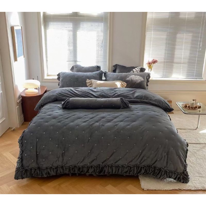 BỘ CHĂN GA GỐI  NỈ NHUNG CAO CẤP GA PHỦ 5 MÓN PHONG CÁCH HÀN QUỐC