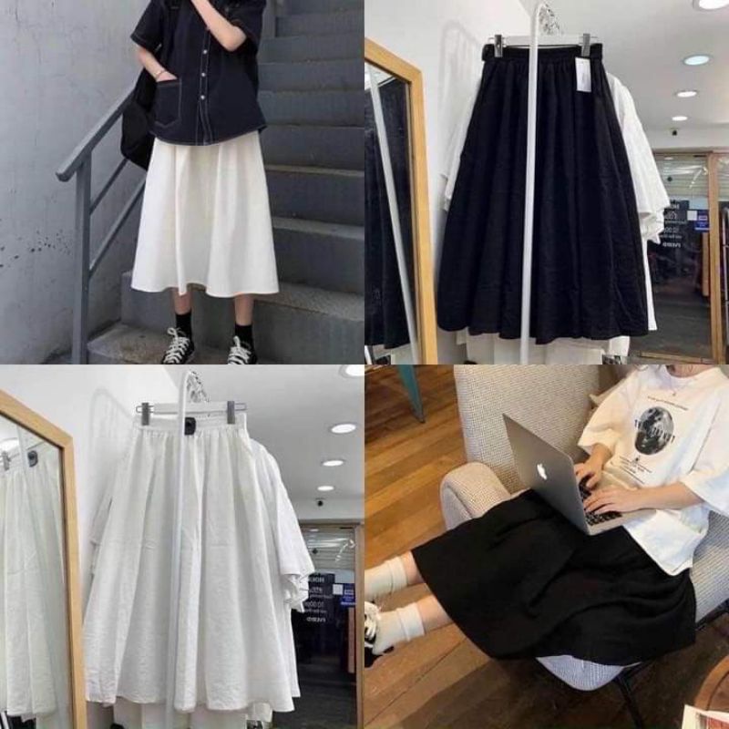 Chân váy vintage kaki sẵn shop 3 màu kèm ảnh