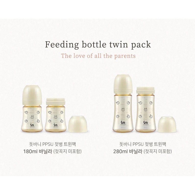 Bình Sữa Tovi And Molly PPSU Thỏ Hàn Quốc 180ml - 280ml