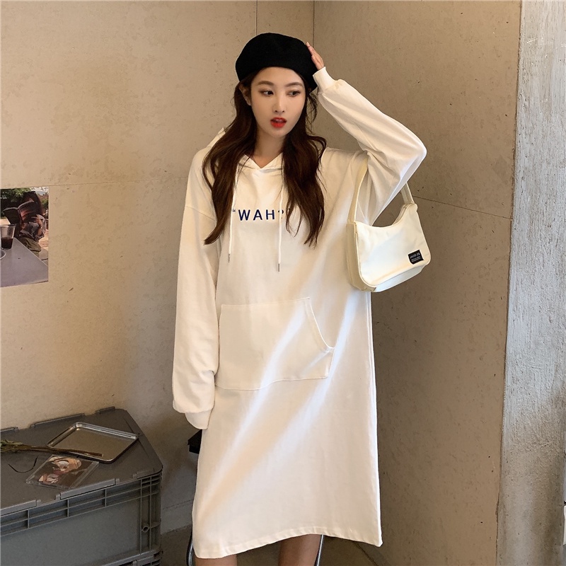 SUXI Đầm Midi Tay Dài Dáng Rộng Thiết Kế Đơn Giản Cho Phái Nữ