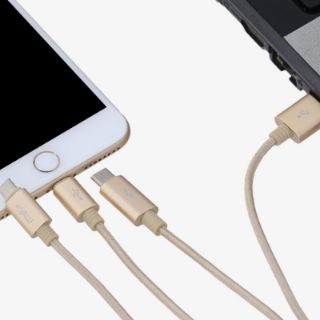 Dây cáp tích hợp 3 đầu Type C, Micro USB và Lightning
